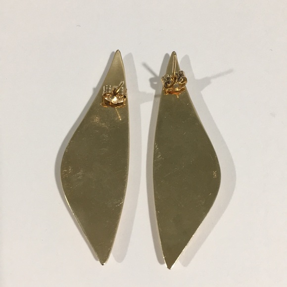 14k Yellow Gold Drop Dangle Earrings Push Backs - Picture 2 of 4